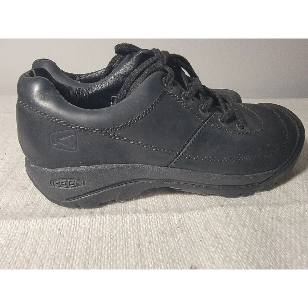 Keen Austin Shoes Men's US 9 Black Leather Oxford Hiking Hybrid Low Top Sneaker